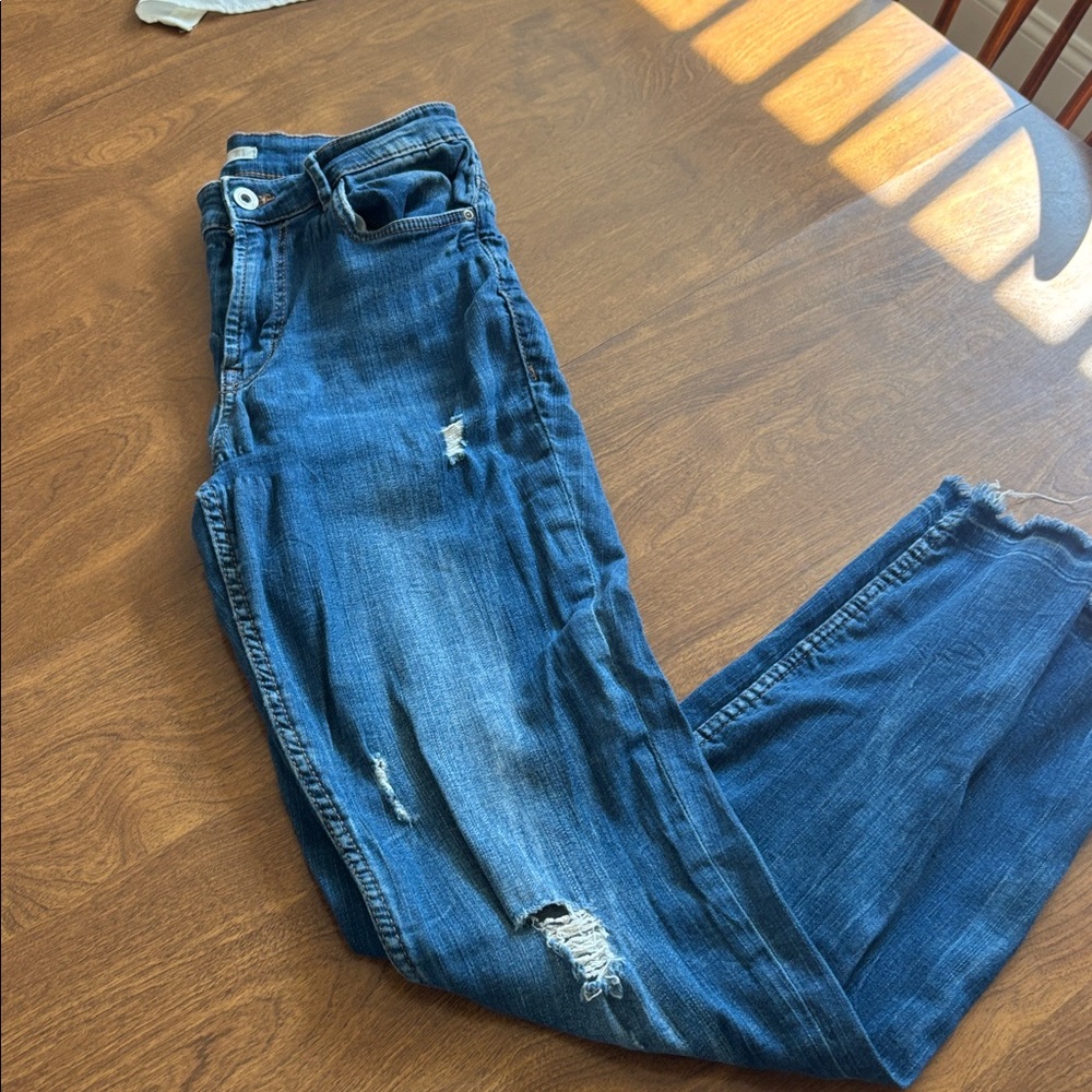 Distressed Blue Jeans